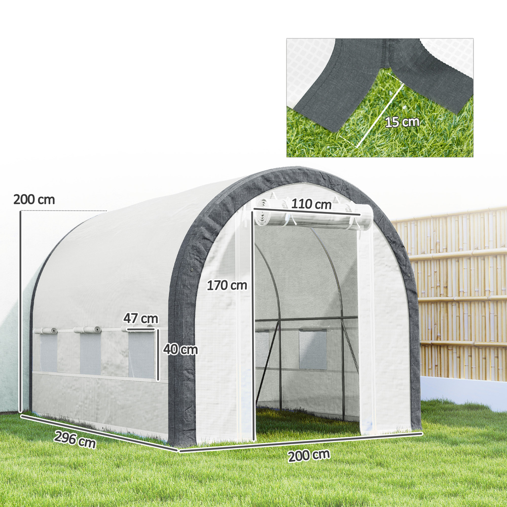 Outsunny 3 x 2(m) Walk-In Tunnel Greenhouse, with Accessories - White