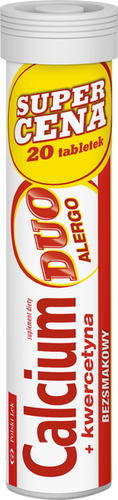 Calcium Duo Alergo z Kwercetyną Bezsmakowy Wspomagający Funkcjonowanie Organizmu 20 Tabetek