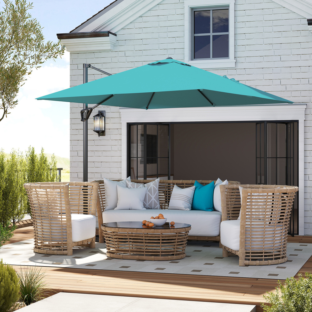 Outsunny Patio Offset Parasol Umbrella - Blue