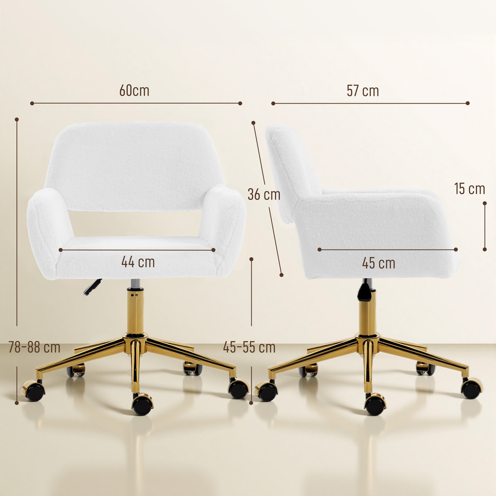 HOMCOM Faux Fur Rabbit Chair - Cream White