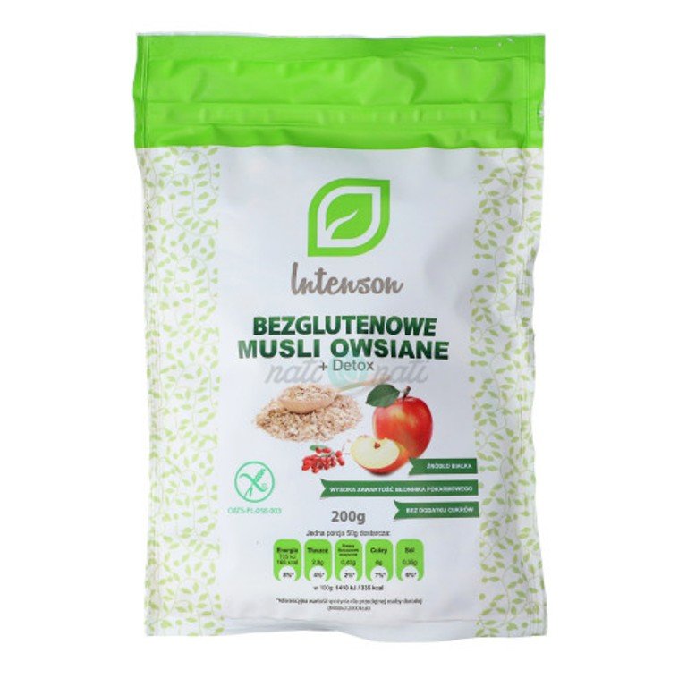 Intenson Gluten-Free Oat Muesli Detox Fibre Source Sugar Free 200g