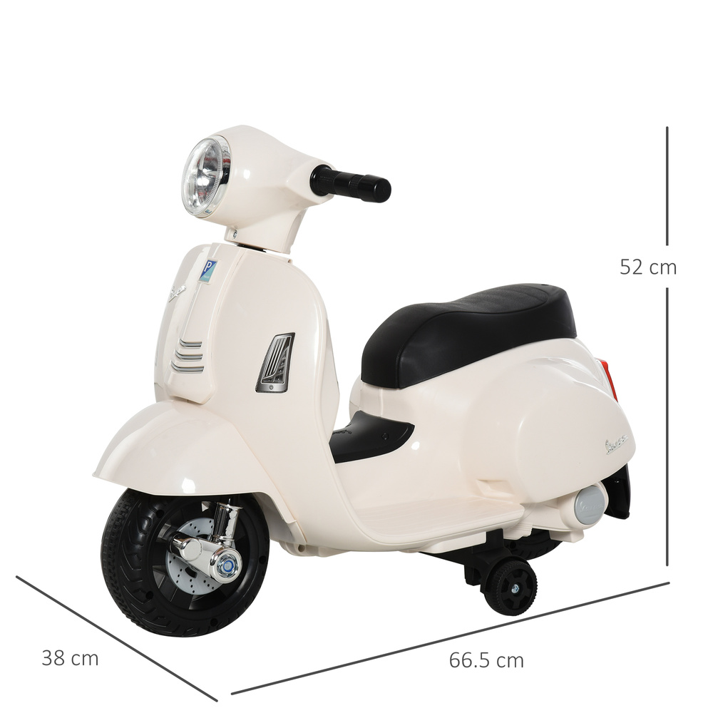 HOMCOM Vespa Licensed 6V Kids Electric Motorbike Ride On Motorcycle Battery Powered for 18-36 Months with Horn Light White
