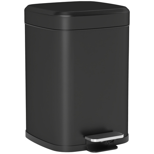 HOMCOM 12L Modern Boxy Metal Home Kitchen Bin - Black