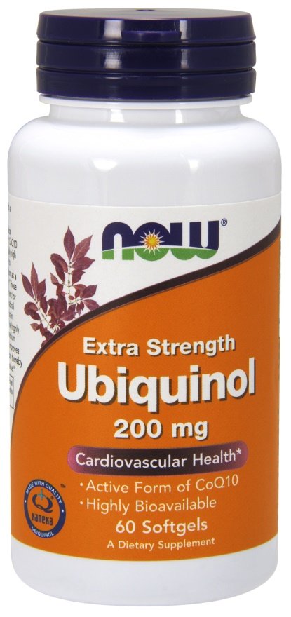 NOW Foods Ubichinol 200mg Aktywna Forma Koenzymu Q10 na Wsparcie Energii 60 Kapsułek Miękkich