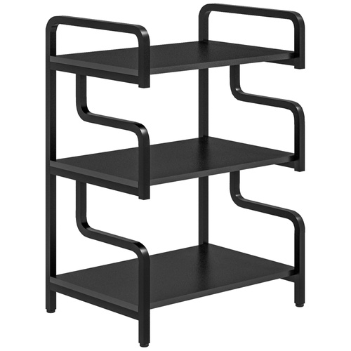 HOMCOM 3-Tier Printer Stand with Storage Shelves, Printer Table, 55 x 40 x 77cm Printer Shelf for Home Office, Study, Black