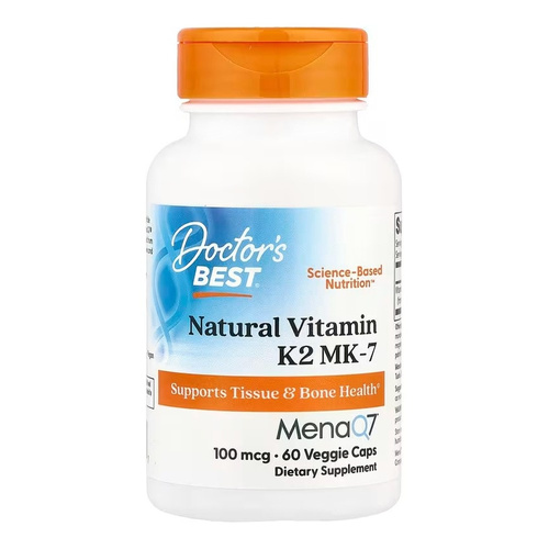 Doctor's Best Natural Vitamin K2 MK7 with MenaQ7, 100mcg Capsules 60 vcaps