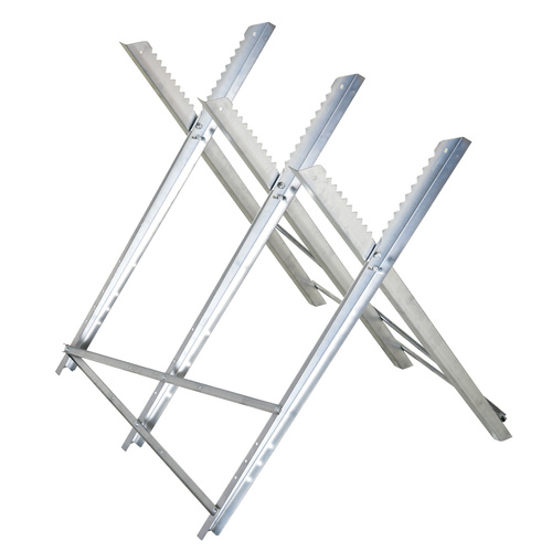 DURHAND Portable Sawhorse Heavy Duty Steel Adjustable Work Support, Foldable Sawhorse Stand 100 kg Weight Capacity, Silver Tone