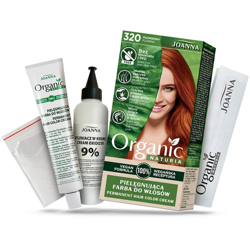 Joanna Organic Vegan Pielęgnująca Farba do Włosów 320 Płomienny 1 szt