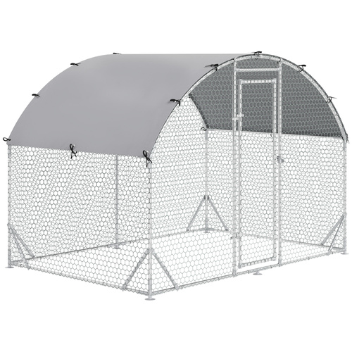 PawHut Walk In Chicken Run Galvanised Chicken Coop Hen Poultry House Cage Pet Playpen Garden with Water-Resist Cover, 2.8 x 1.9 x 2m