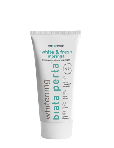 Biała Perła White & Fresh Moringa Ziołowa Pasta do Zębów Świeży Oddech i Ochrona Dziąseł 75ml