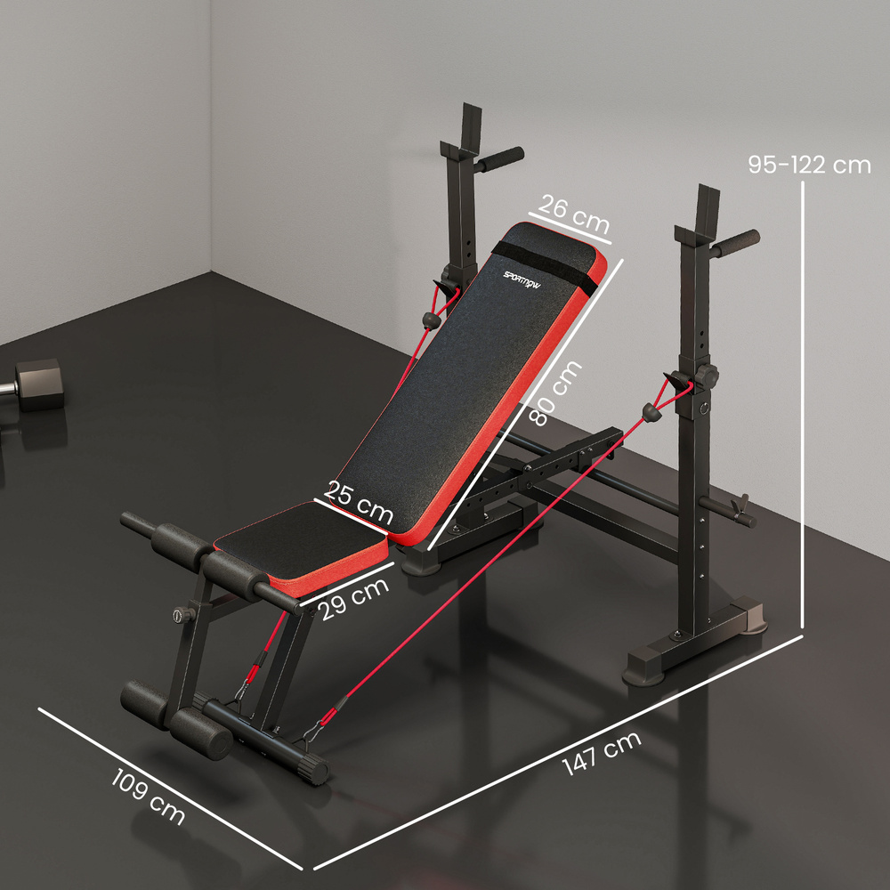 SPORTNOW Adjustable Weight Bench with Squat Rack and Dip Stand
