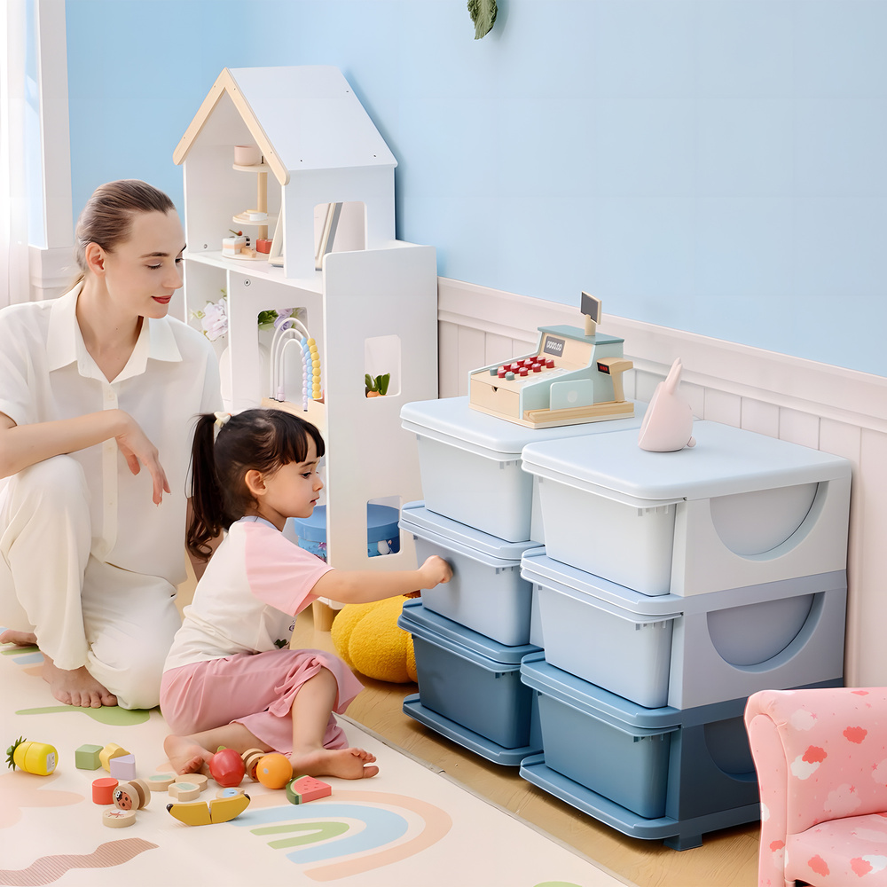 HOMCOM Kids Storage Unit, with Six Drawers - Blue