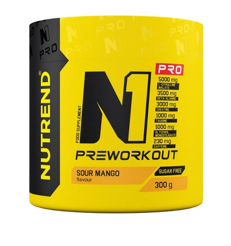 Nutrend N1 Pro Przedtreningówka na Pobudzenie i Wytrzymałość Kwaśne Mango 300g