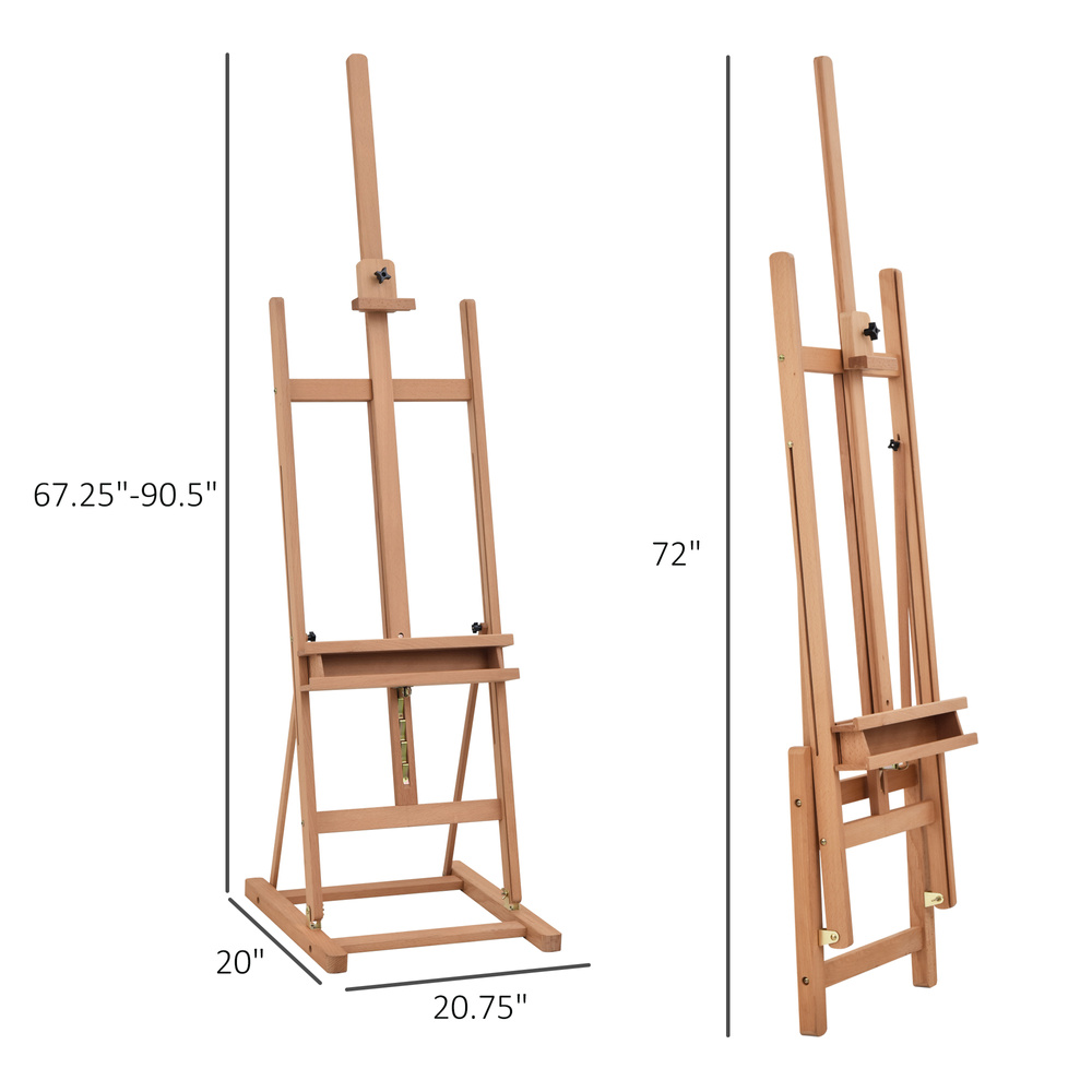Vinsetto Wooden Easel Stand H-Frame Artist Easel with 171-230cm Adjustable Height and 0-80° Working Angles Beech Wood Art Easel for Displaying Painting Wedding Sign Nature Wood Finish