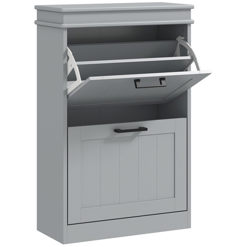 HOMCOM Two-Drawer Minimalistic 10-Shoe Cabinet - Grey