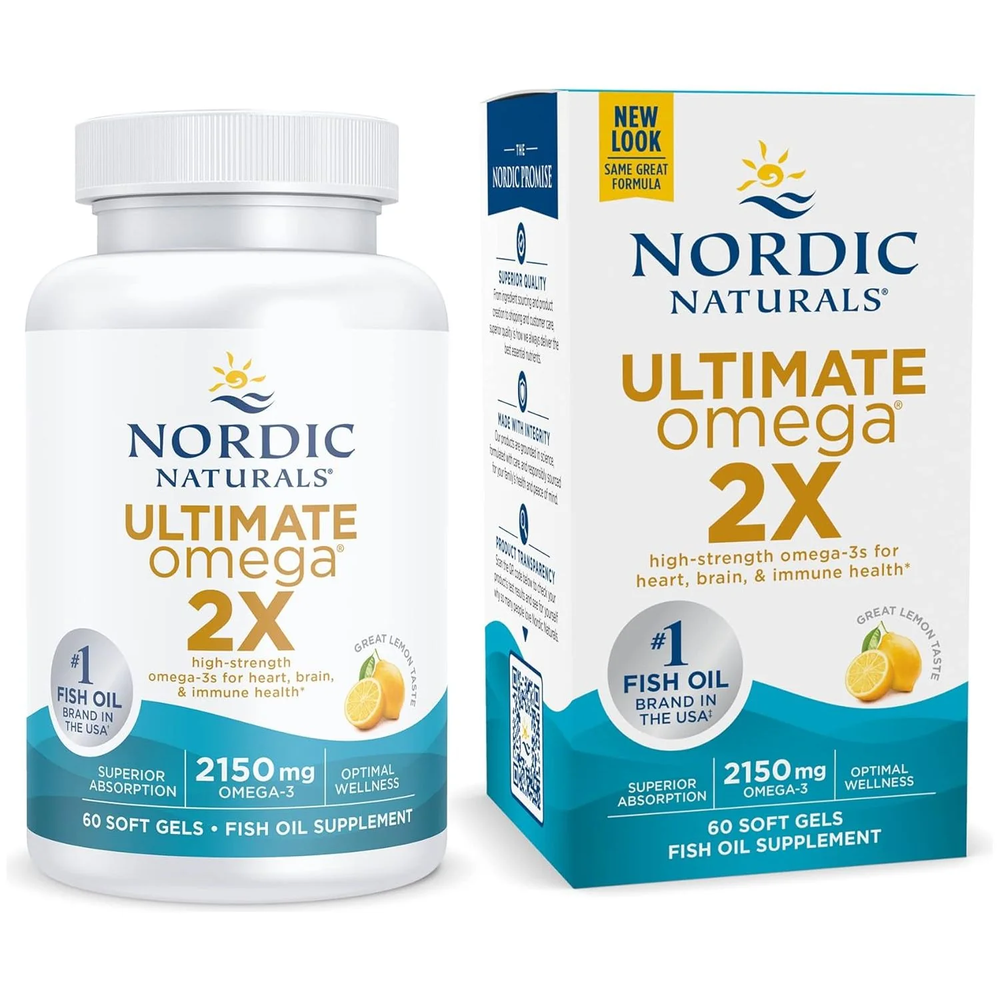 Nordic Naturals Ultimate Omega 2X 2150mg Body Health Support Brain and Heart Function Lemon 60 Softgels