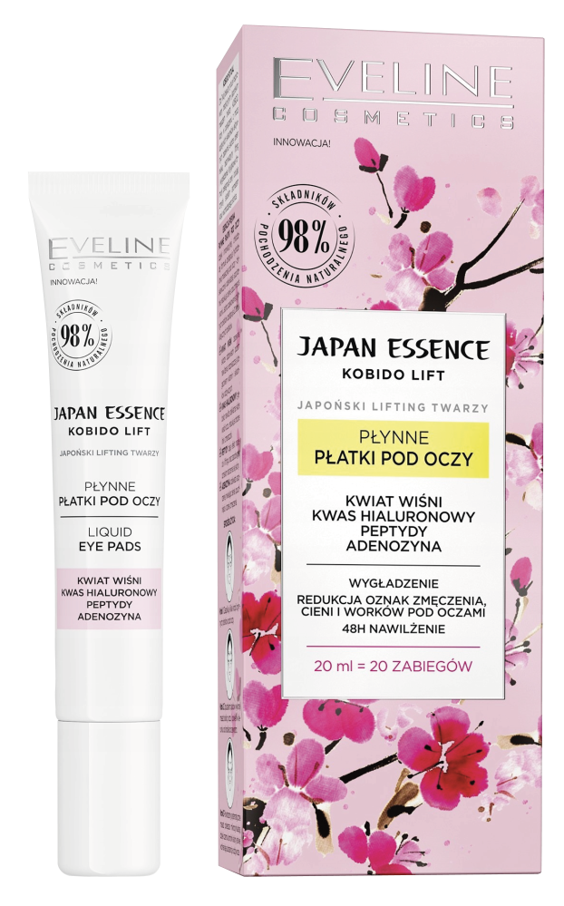 Eveline Japan Essence Moisturizing Liquid Eye Pads with Cherry Blossom Extract and Hyaluronic Acid 20ml