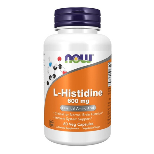 NOW Foods L-Histydyna 600mg Na Odporność i Funkcje Mózgu 60 Kapsułek