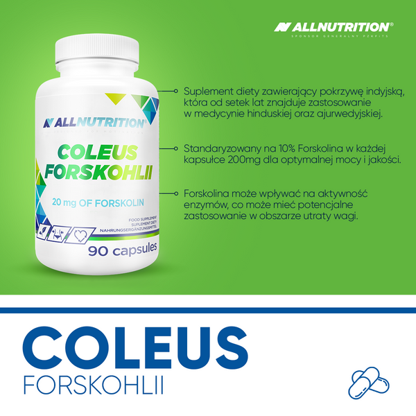 Allnutrition Coleus Forskohlii 200mg Wsparcie Kontroli Wagi 90 Kapsułek