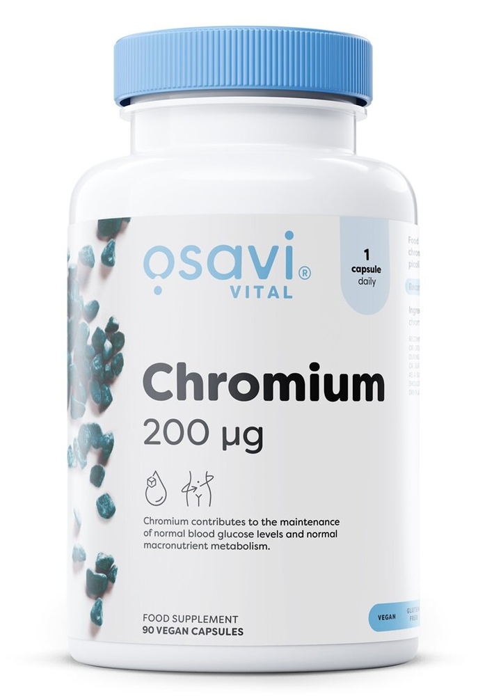 Osavi Chromium 200mcg Wspiera Prawidłowy Poziom Glukozy we Krwi 90 Kapsułek