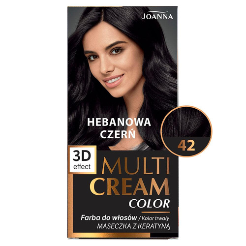 Joanna Multi Cream Trwały Intensywny Kolor Włosów Farba Pielęgnująca 42 Hebanowa Czerń 60x40x20g