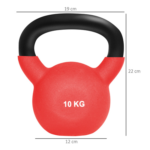 HOMCOM Kettlebell, 10kg Kettle Bell with Non-Slip Handle for Home Gym Weight Lifting and Strength Training, Red
