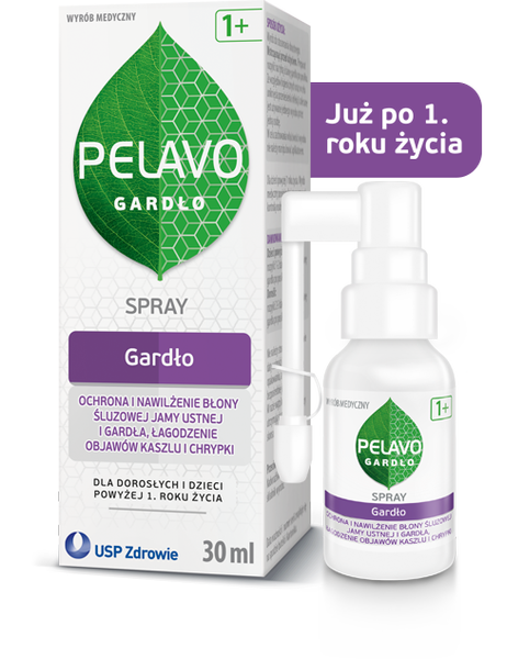 Pelavo Gardło Spray Nawilżający Błony Śluzowe Łagodzący Odczucie Suchości i Bólu Gardła 30ml