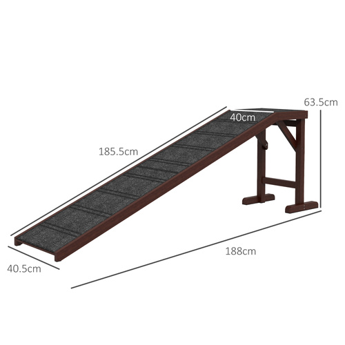 PawHut Pet Ramp for Dogs with Non-Slip Carpet and Top Platform - Brown & Grey