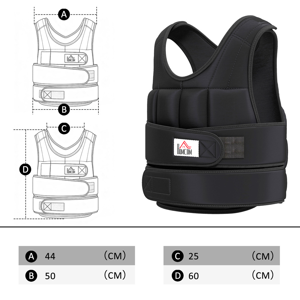 HOMCOM 20KG Adjustable Weight Vest, Black