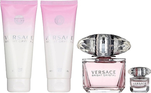 Versace Bright Crystal Gift Set 90ml EDT + 100ml Body Lotion + 100ml Shower Gel + 5ml EDT Set for Women 1 Piece