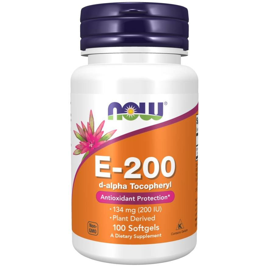 Now Foods Vitamin E-200 Natural Supports Immunity 100 Softgels