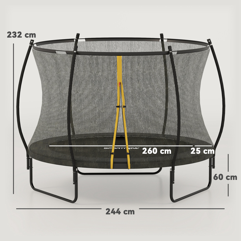SPORTNOW 8ft Outdoor Trampoline with Enclosure Net, Spring Cover, Black