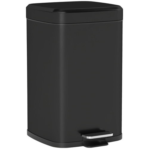 HOMCOM 20L Modern Boxy Metal Home Kitchen Bin - Black