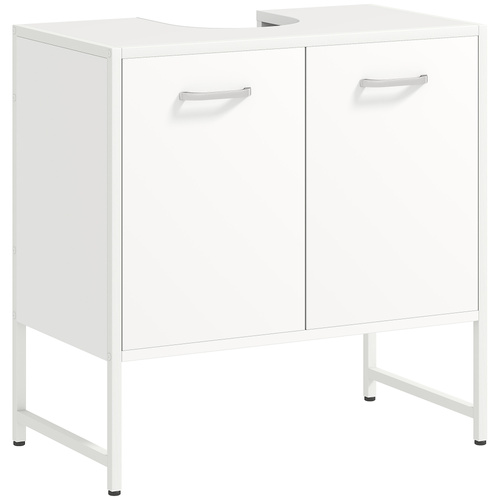 HOMCOM Bathroom Vanity Unit, Under Sink Storage Cabinet with Soft-Close Doors for Basin without or with Pedestal, White