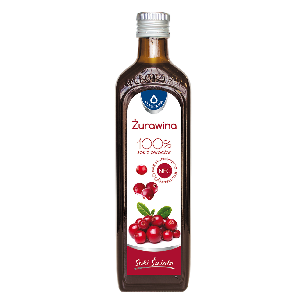 Oleofarm Soki Świata 100% Sok z Żurawiny Bez Dodatku Cukru 490ml
