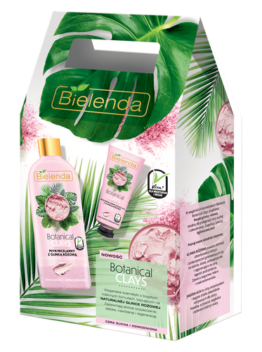 Bielenda Botanical Clays Vegan Set with Pink Clay Micellar Water and Day Night Cream 500x50ml