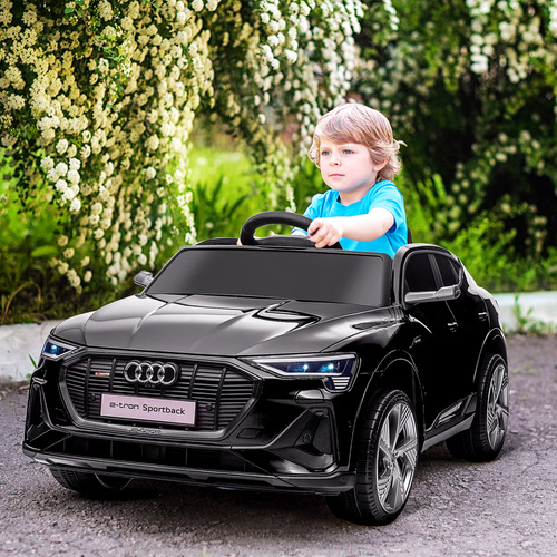HOMCOM Audi E-tron Licensed 12V Kids Electric Ride on, Electric Car for Kids, with Parental Remote, Music Lights MP3, Suspension Wheels, for 3-5 Years, Black
