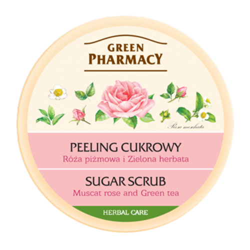 Green Pharmacy Peeling Cukrowy z Różą Piżmową i Zieloną Herbatą 300ml