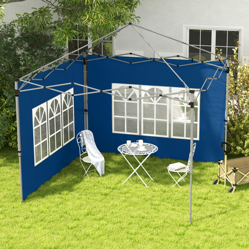 Outsunny Set of 2 Gazebo Side Panels - Blue