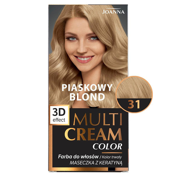 Joanna Multi Cream Trwały Intensywny Kolor Włosów Farba Pielęgnująca 31 Piaskowy Blond 60x40x20g