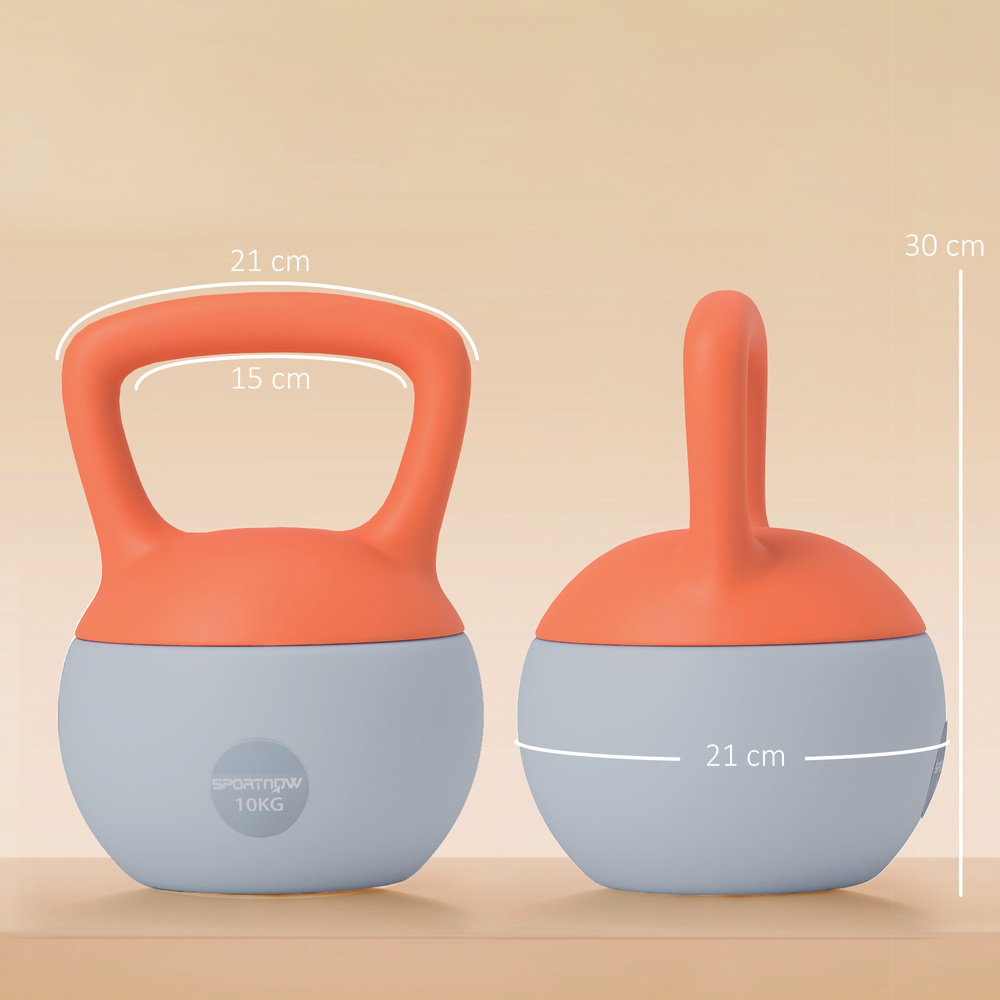 SPORTNOW 10KG Soft Kettlebell, Kettle Bell with Non-Slip Handle for Home Gym, Weight Lifting, Strength Training, Orange/Grey
