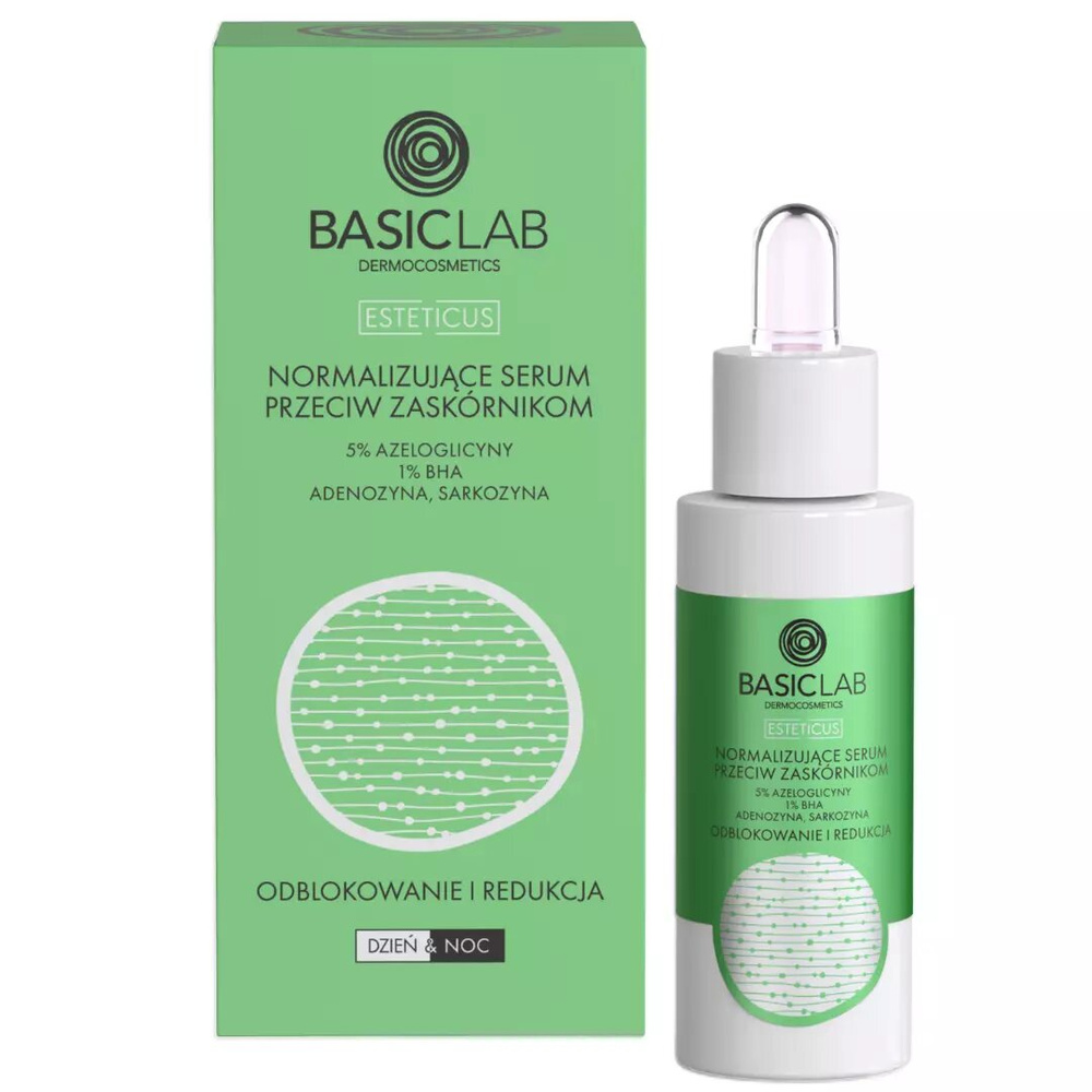 BasicLab Normalizujące Serum z Azeloglicyną 5% i BHA 1% Przeciw Zaskórnikom 30ml