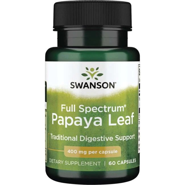 Swanson Full Spectrum Papaya Leaf 400mg for Digestive Support 60 Capsules