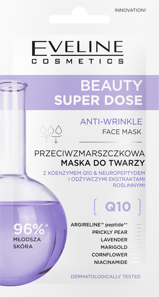 Eveline Beauty Super Dose Przeciwzmarszczkowa Maska do Twarzy Q10 8ml