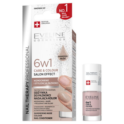 Eveline Nail Therapy Professional Care & Colour 6w1 Skoncentrowana Odżywka do Paznokci Nadająca Kolor Shimmering Nude 5ml