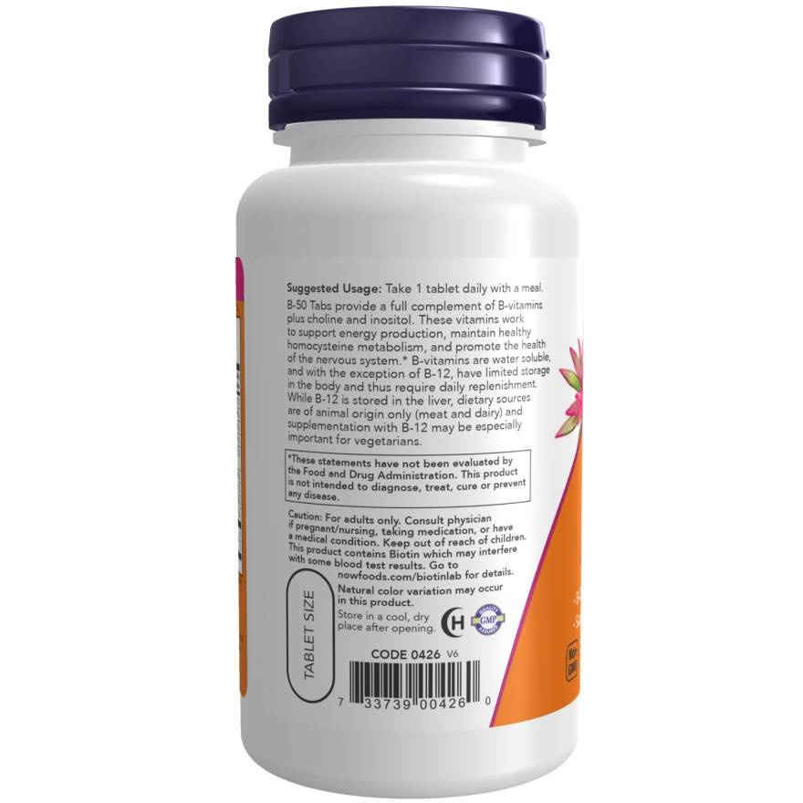 Now Foods Vitamin B-50 Wspiera Układ Nerwowy 100 Tabletek