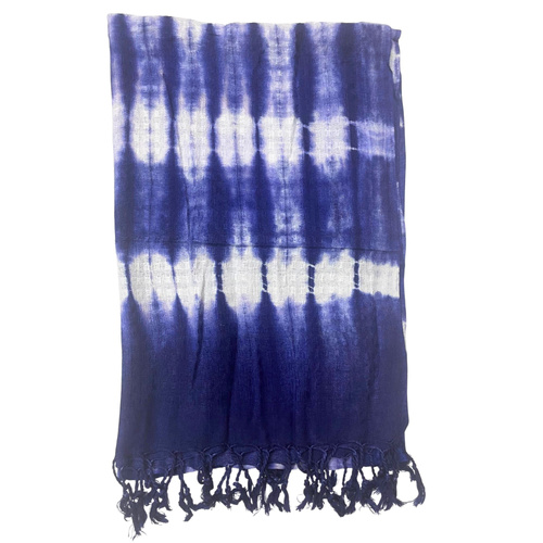 Boho Java Art Stole/Scarf - Indigo Stripes - 62x200cm