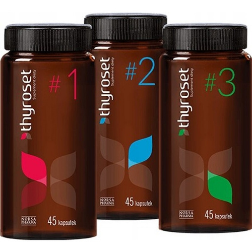 Norsa Pharma Thyroset Zestaw Witamin Wspierających Funkcjonowanie Tarczycy i Układu Hormonalnego 3x45 Kapsułek
