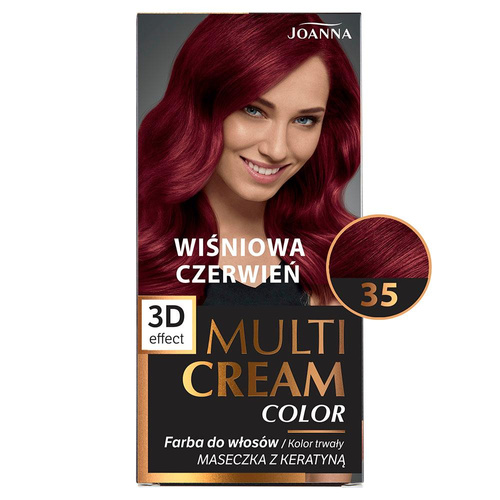 Joanna Multi Cream Trwały Intensywny Kolor Włosów Farba Pielęgnująca 35 Wiśniowa Czerwień 60x40x20g