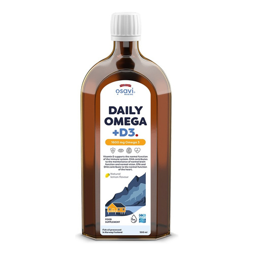 Osavi Daily Omega and D3 1600mg Omega 3 Natural Lemon 500 ml